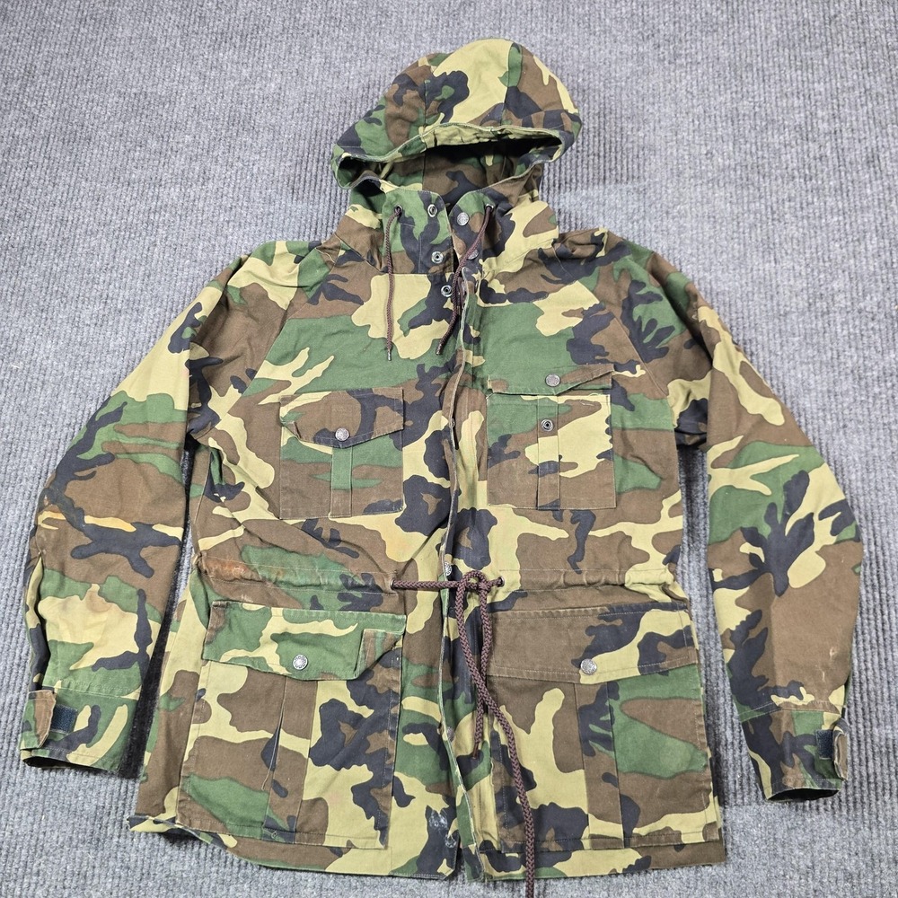Vintage 90s Black Sheep Jacket Mens Medium‎ Camo Woodland Hooded Hunting Parka